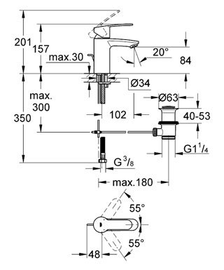 Смеситель для раковины GROHE Eurostyle Cosmopolitan