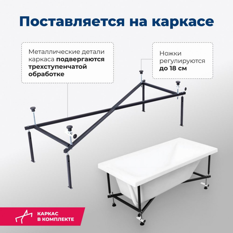 Акриловая ванна Aquanet Bright 155x70 (с каркасом)