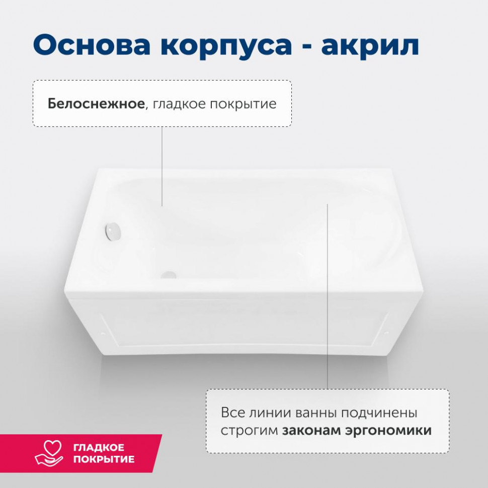 Акриловая ванна Aquanet Bright 170x75 (с каркасом)