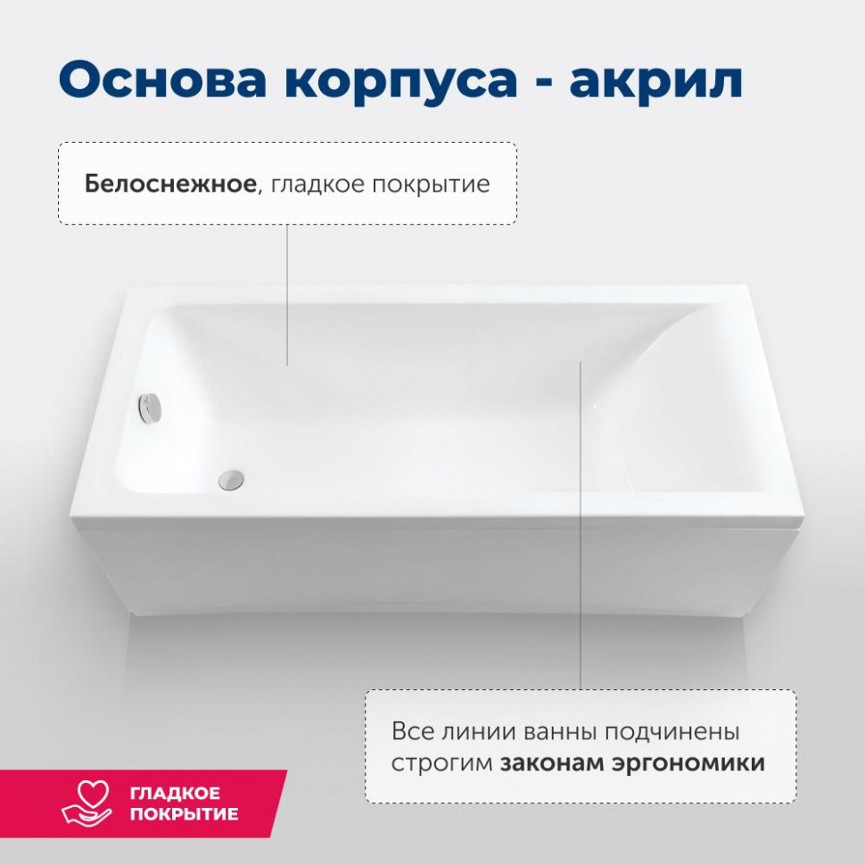 Акриловая ванна Aquanet Bright 175x75 (с каркасом)