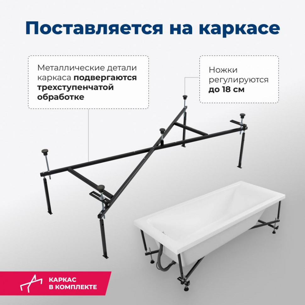 Акриловая ванна Aquanet Bright 180x80 (с каркасом)