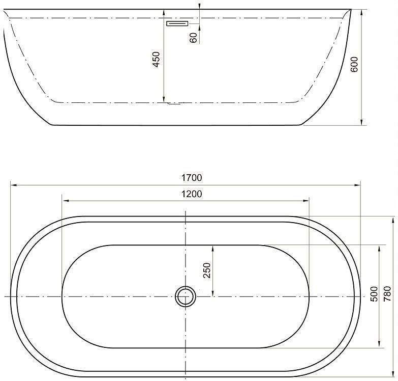 Акриловая ванна Aquanet Delight 170x78 черная