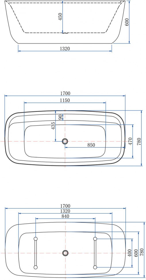 Акриловая ванна Aquanet Family Fine 170x78 95778-MW-MB
