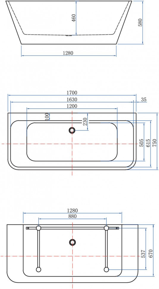 Акриловая ванна Aquanet Family Perfect 170x75 13775-MW-MB