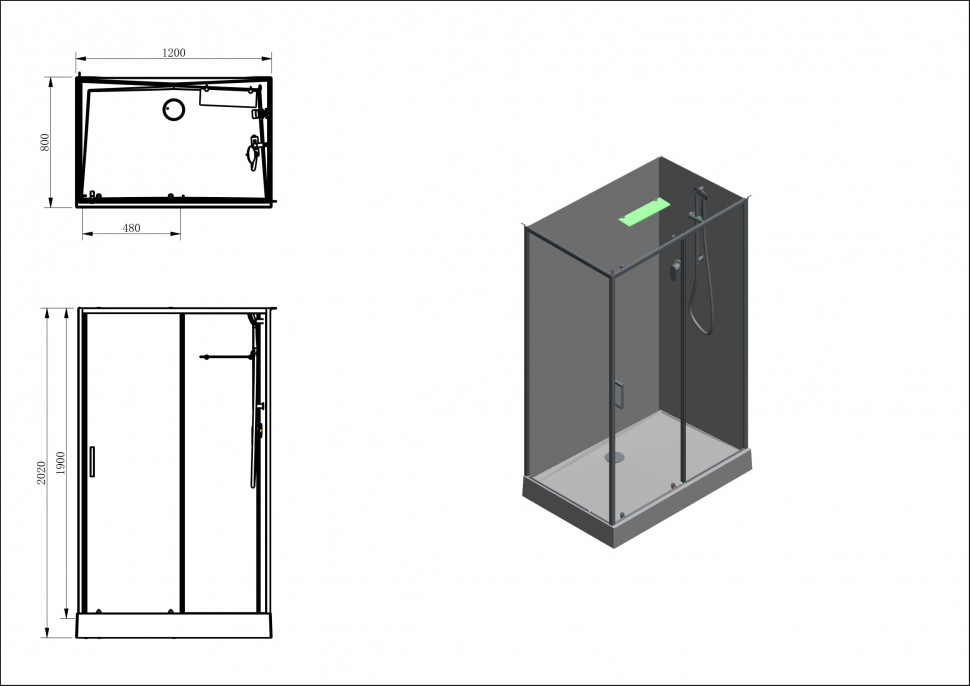 Душевая кабина Aquanet Passion EVO 120R Black 120x80